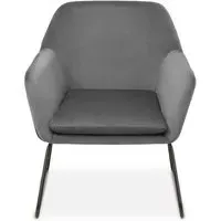 Zander Upholstered Armchair - Grey, Velvet