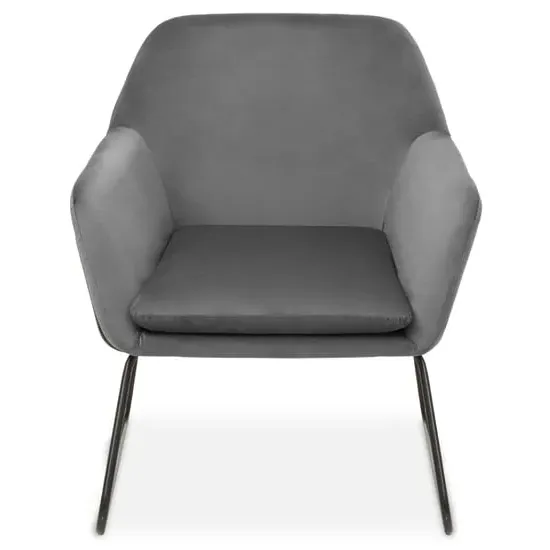 Zander Upholstered Armchair - Grey, Velvet