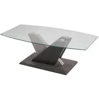 Zanesville Coffee Table - Clear Glass, Dark Grey Wood