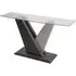 Zanesville Console Table - Clear Glass, Dark Grey Wood