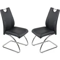 Zanesville Dining Chairs with Chrome Legs - Black, Leather