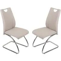 Zanesville Dining Chairs with Chrome Legs - Champagne, Leather