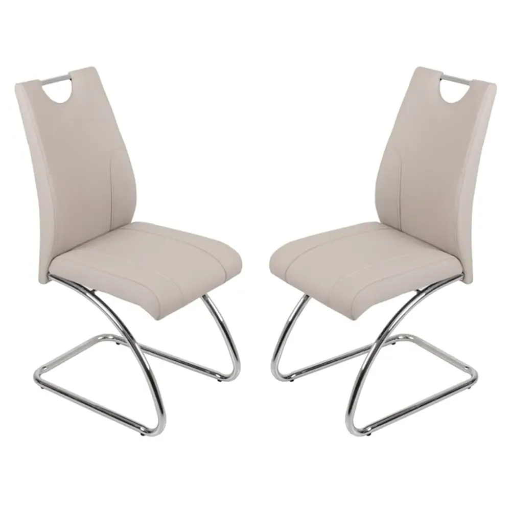 Zanesville Dining Chairs with Chrome Legs - Champagne, Leather