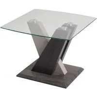 Zanesville End Table - Clear Glass, Dark Grey Wood