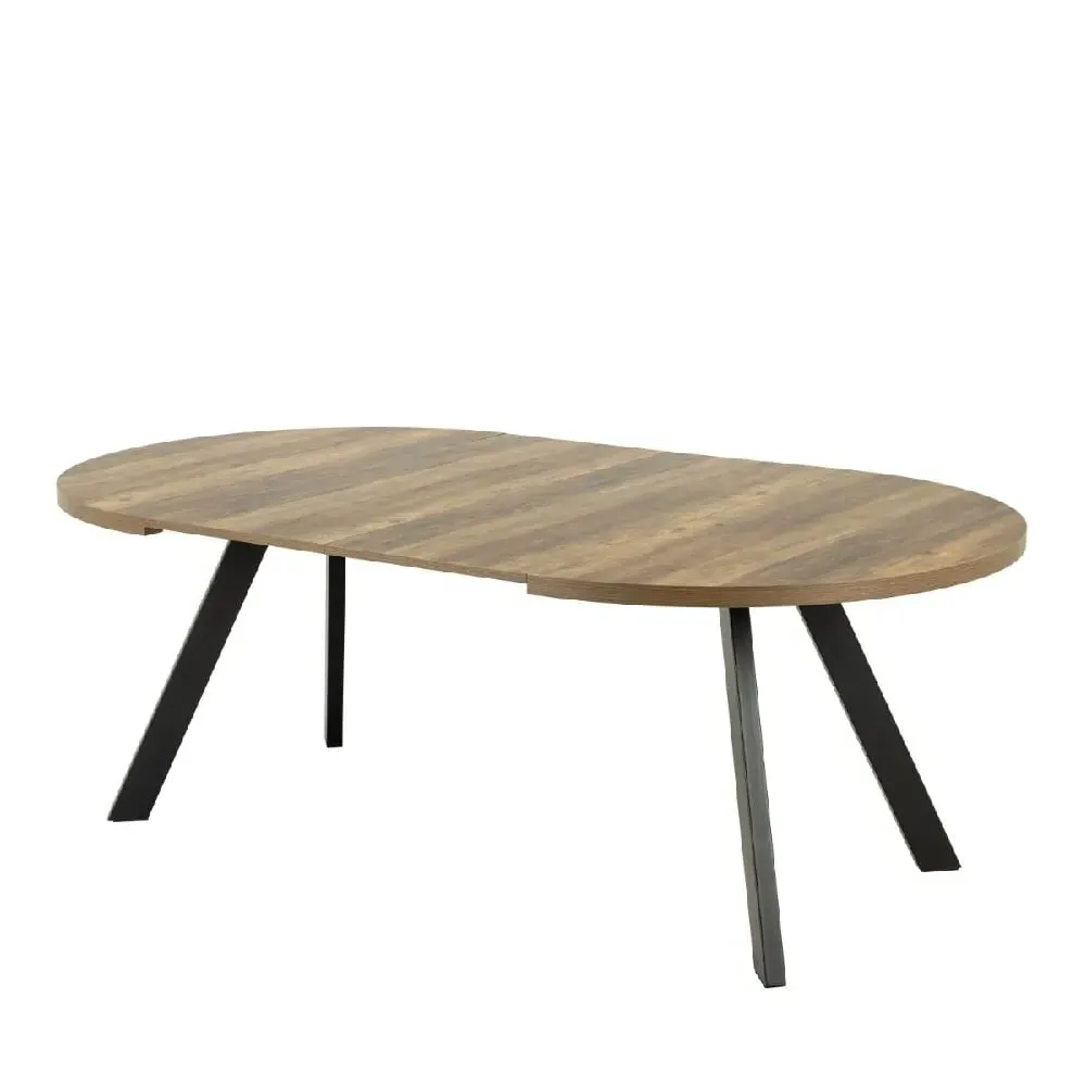 Zanesville Round Extending Dining Table - Oak, Black image