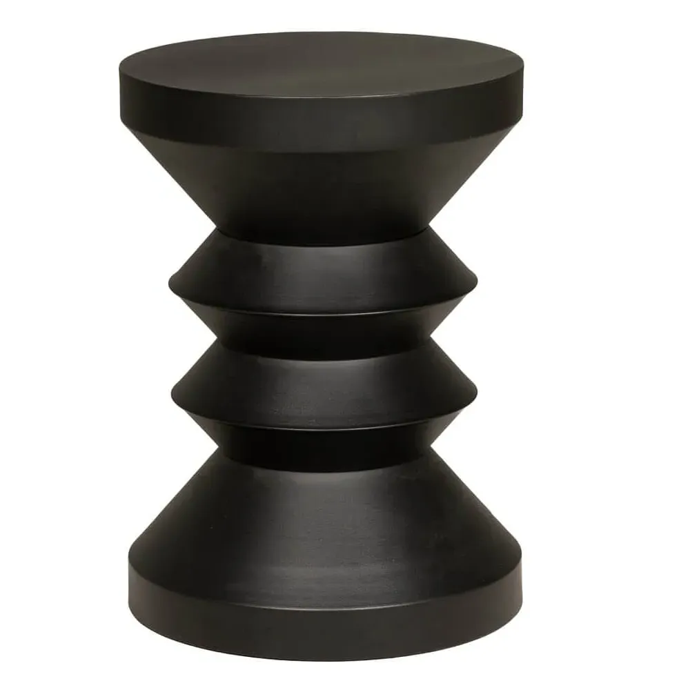 Zanesville Round Lamp Table - Black, Metal