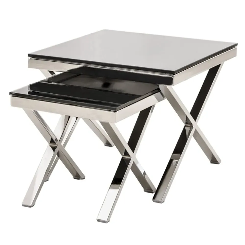 Zanita Nest of 2 Tables - Black, Glass