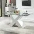 Zanti Dining Table with X-Shape Base - White, Glass