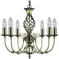 Zanzibar 6-Light Chandelier with Twisted Column - Antique Brass