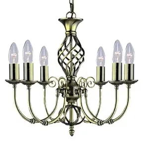 Zanzibar 6-Light Chandelier with Twisted Column - Antique Brass