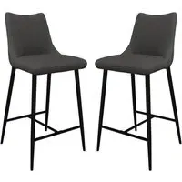 Zaria Bar Chairs in Pair - Dark Grey, Faux Leather