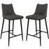 Zaria Bar Chairs in Pair - Dark Grey, Faux Leather