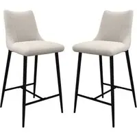 Zaria Bar Chairs Set of 2 - Ivory, Fabric