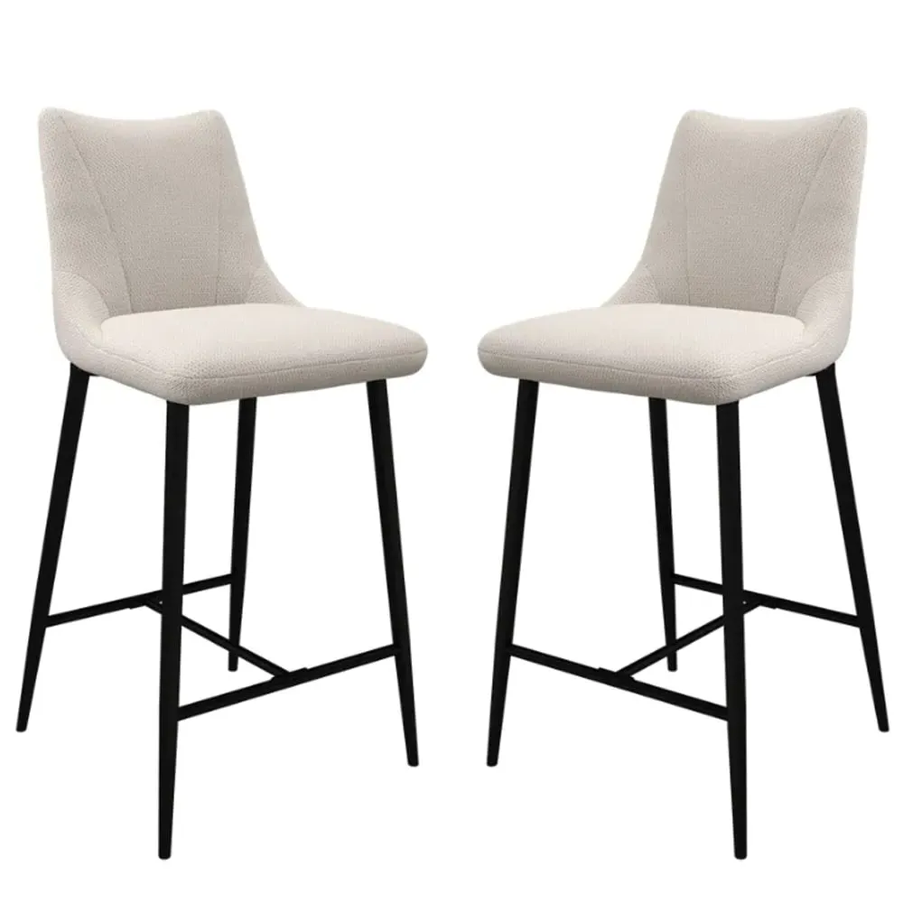 Zaria Bar Chairs Set of 2 - Ivory, Fabric image