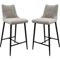 Zaria Bar Chairs Set of 2 - Light Grey, Fabric