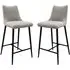Zaria Bar Chairs Set of 2 - Light Grey, Fabric