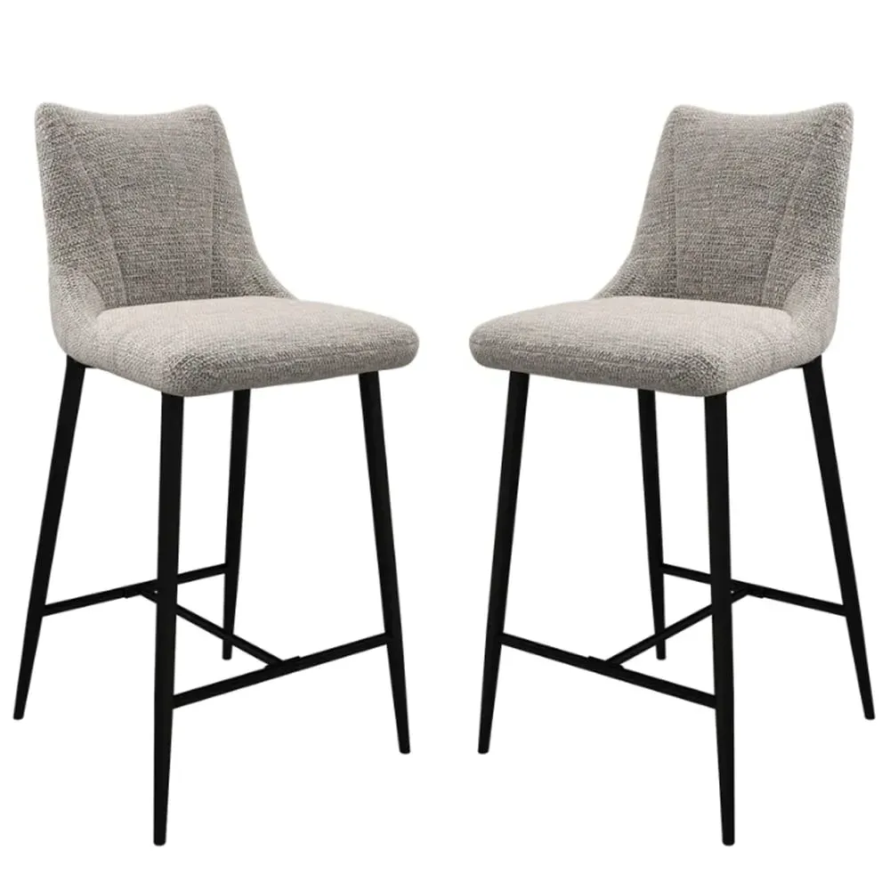 Zaria Bar Chairs Set of 2 - Light Grey, Fabric