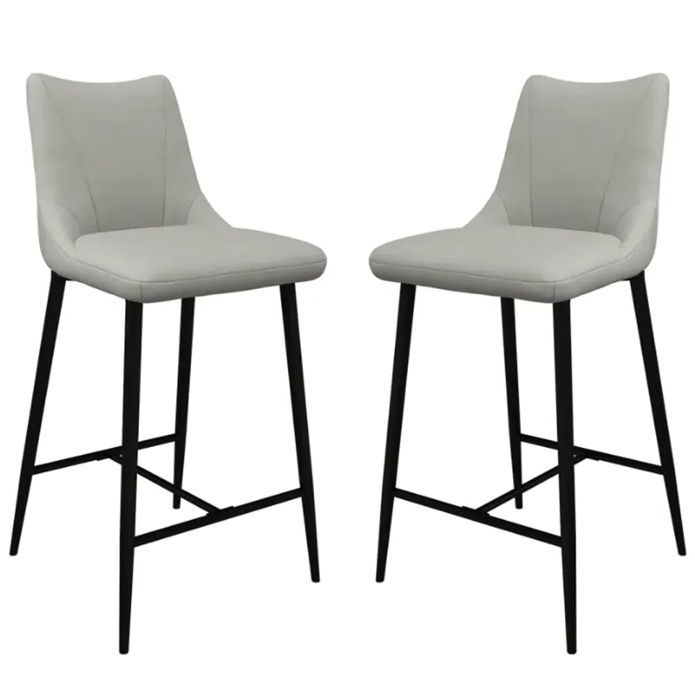 Zaria Bar Chairs - Taupe, Faux Leather image