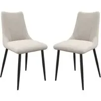 Zaria Dining Chairs In Pair - Ivory, Fabric