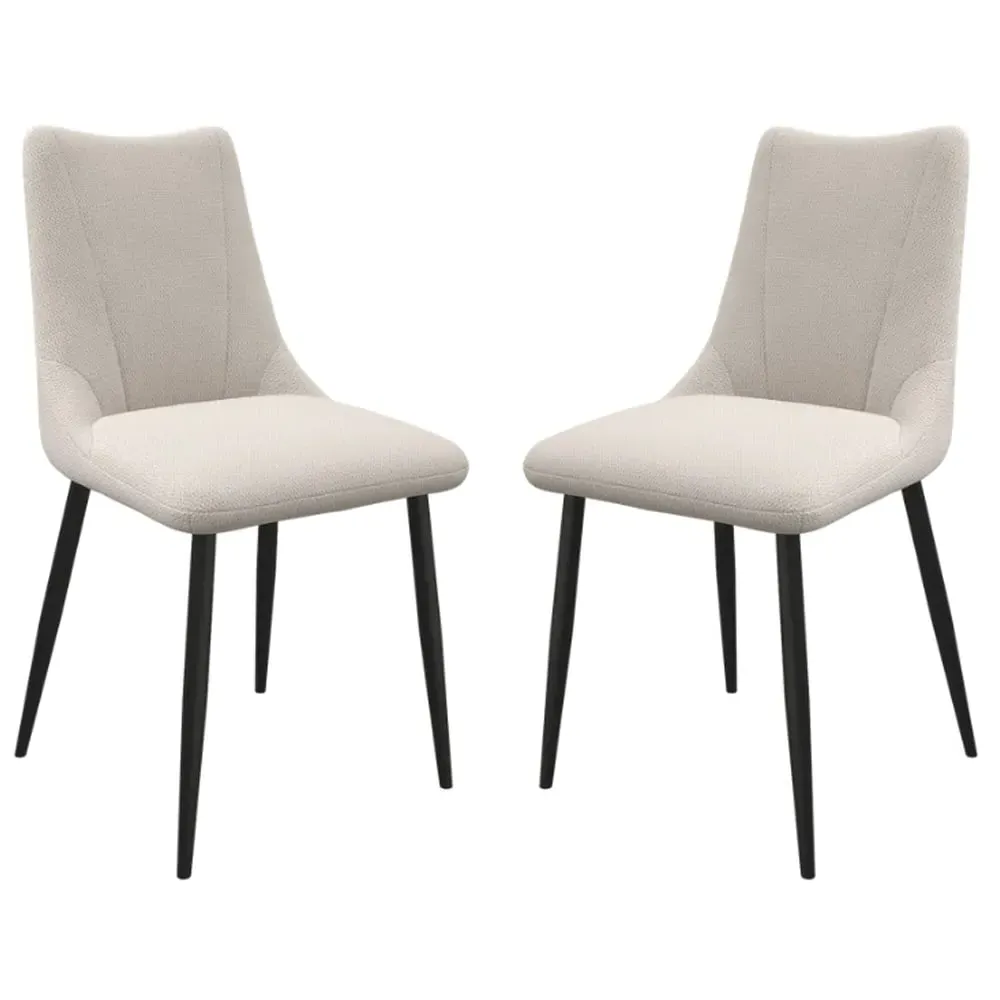 Zaria Dining Chairs In Pair - Ivory, Fabric image