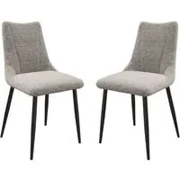 Zaria Dining Chairs In Pair - Light Grey, Fabric
