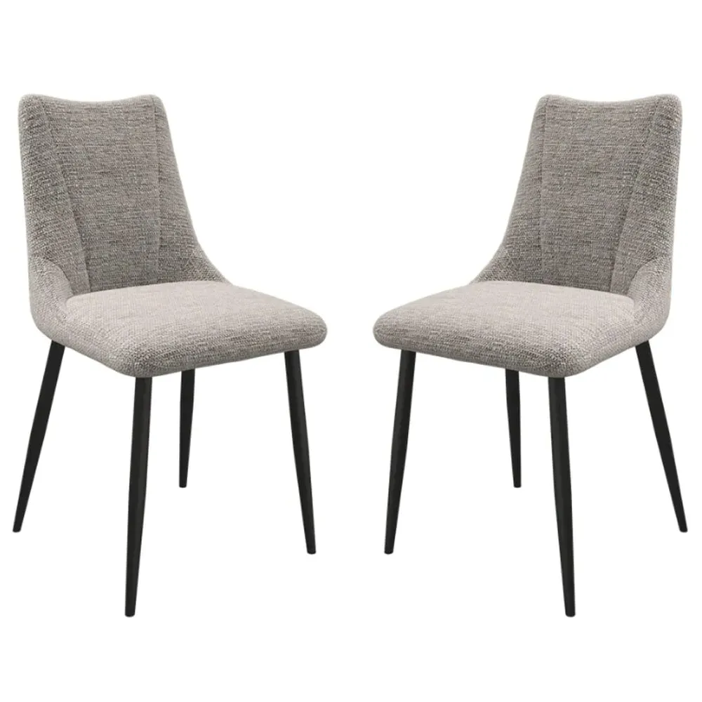 Zaria Dining Chairs In Pair - Light Grey, Fabric