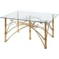 Zaria Glass Top Coffee Table with Bamboo Design - Gold