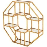 Zaria Hexagonal Wall Shelving Unit - Gold, Glass