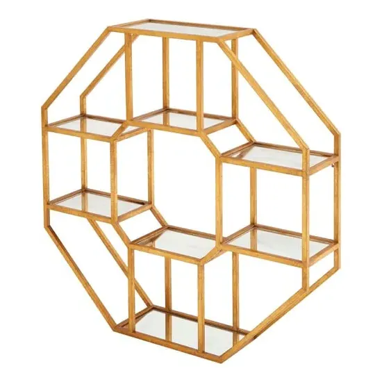 Zaria Hexagonal Wall Shelving Unit - Gold, Glass image