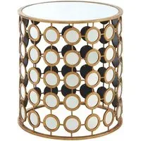 Zaria Round Glass Top Side Table - Gold