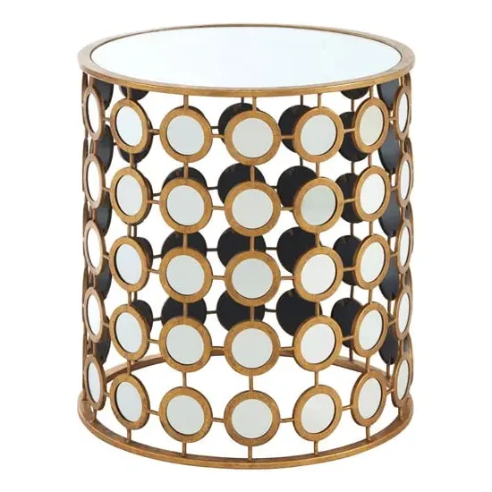 Zaria Round Glass Top Side Table - Gold