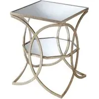 Zaria Square Glass Side Table with Cross Design - Silver