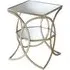 Zaria Square Glass Side Table with Cross Design - Silver