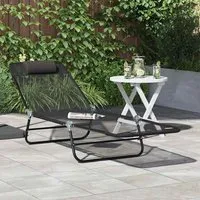 Zavira Folding Sun Lounger - Black, Textilene alternate view