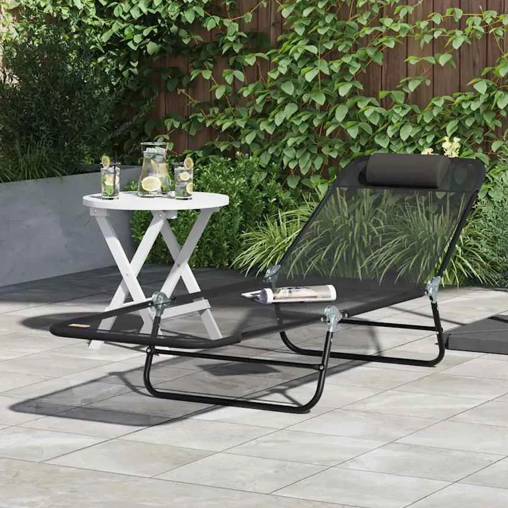 Zavira Folding Sun Lounger - Black, Textilene product