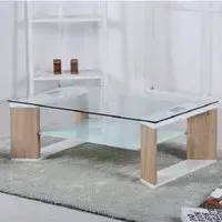 Zayd Rectangular Coffee Table with Storage - White, Glass