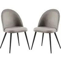 Zebulon Dining Chairs in Pair - Grey, Velvet