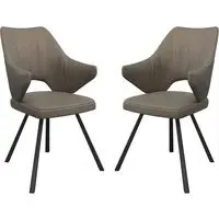 Zebulon Dining Chairs in Pair - Taupe, Leather