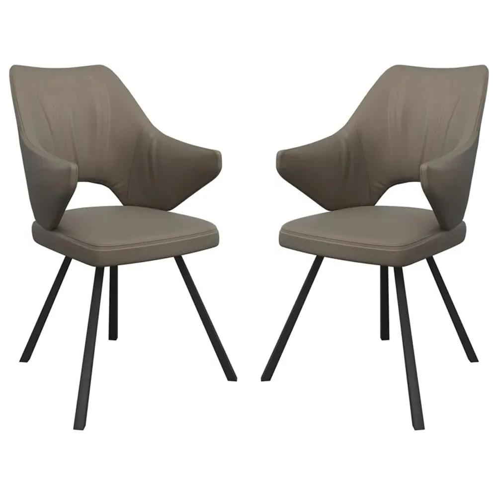 Zebulon Dining Chairs in Pair - Taupe, Leather image