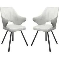 Zebulon Dining Chairs in Pair - White, Leather