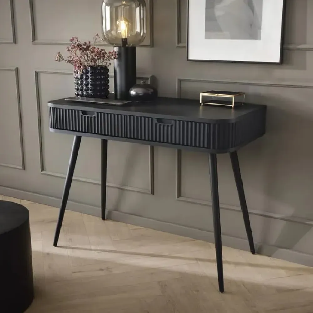 Zebulon Laptop Desk with 2 Drawers - Black image