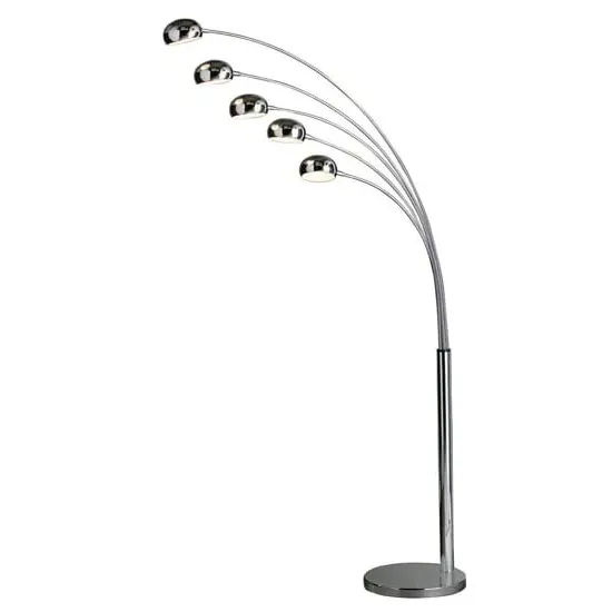 Zeiss 5 Arched Lights Floor Lamp - Polished Chrome, Metal