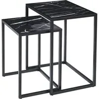 Zell Nest of 2 Tables - Black, MDF Wood