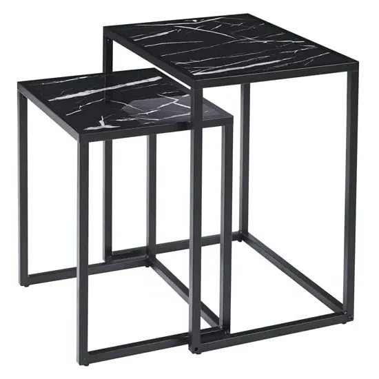 Zell Nest of 2 Tables - Black, MDF Wood image