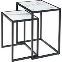 Zell Nest of 2 Tables - White, MDF Wood