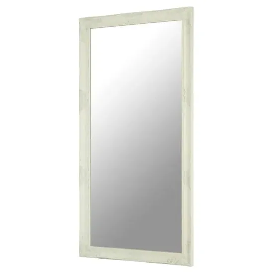 Zelman Rectangular Wall Mirror - White, Brushed Gold image