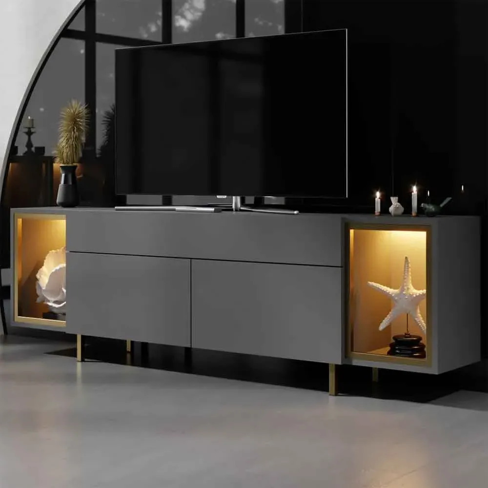 Zenith LED TV Stand with 2 Doors - Anthracite, Melamine product