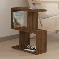 Zet 2-Tier Side Table - Walnut, Melamine Coated Particleboard alternate view