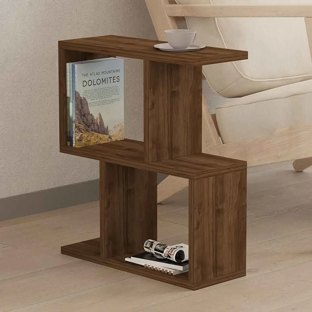 Zet 2-Tier Side Table - Walnut, Melamine Coated Particleboard product