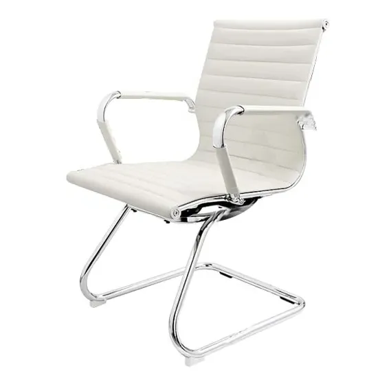 Zexa Dining Chair with Contoured Back - White, Faux Leather